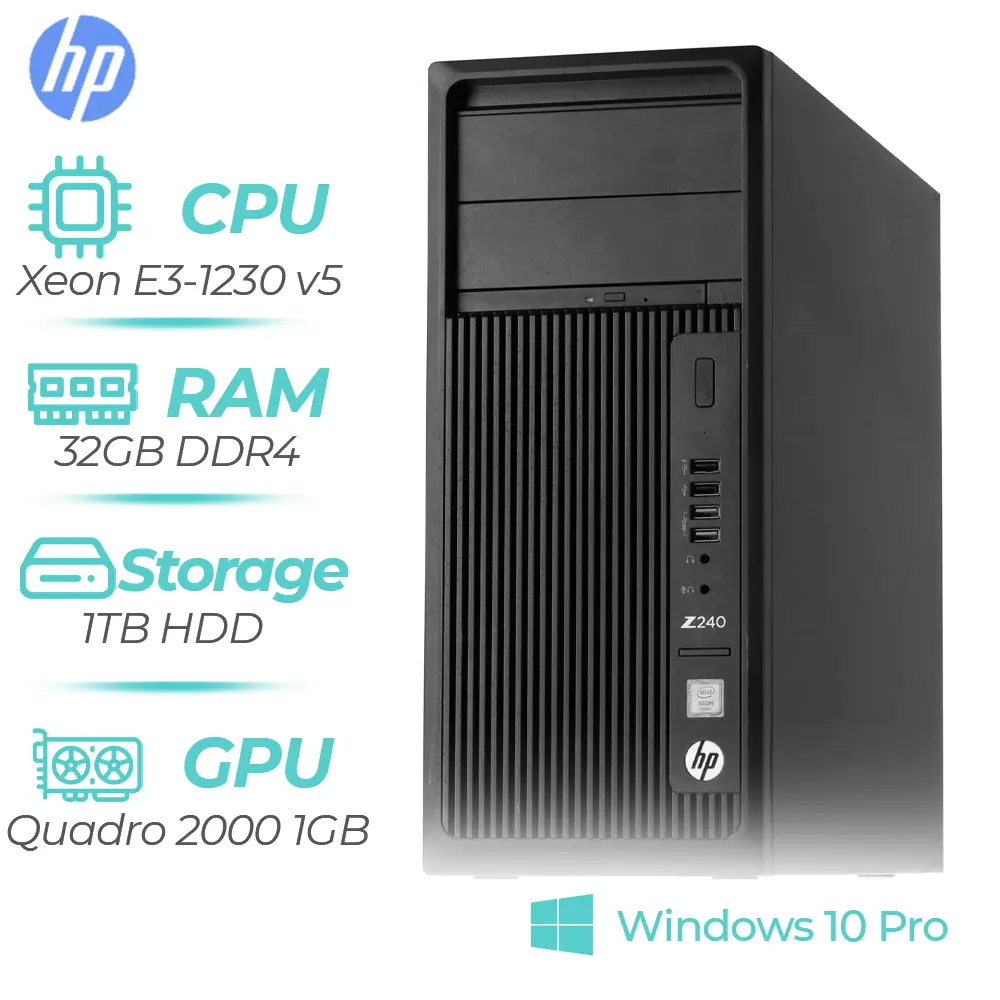 HP WorkStation Z240 Tour Intel Xeon E3-1230 v5 3.40GHz / 3.80GHz